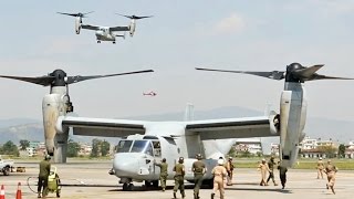 ネパール大地震の救援活動を行うMV-22Bオスプレイ - YouTube