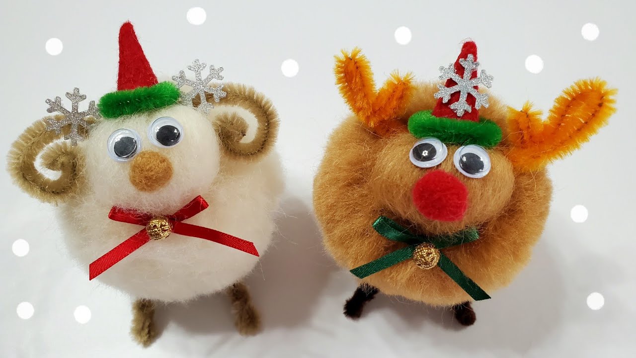 100均DIY]羊毛フェルトで作るトナカイと羊のクリスマス飾り🎄How to