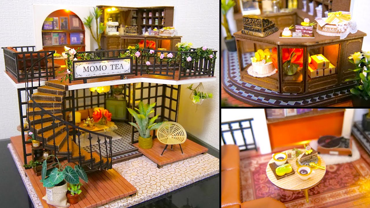 Miniature Dollhouse Kit | ROSE GARDEN TEA HOUSE - CUTE ROOM - YouTube