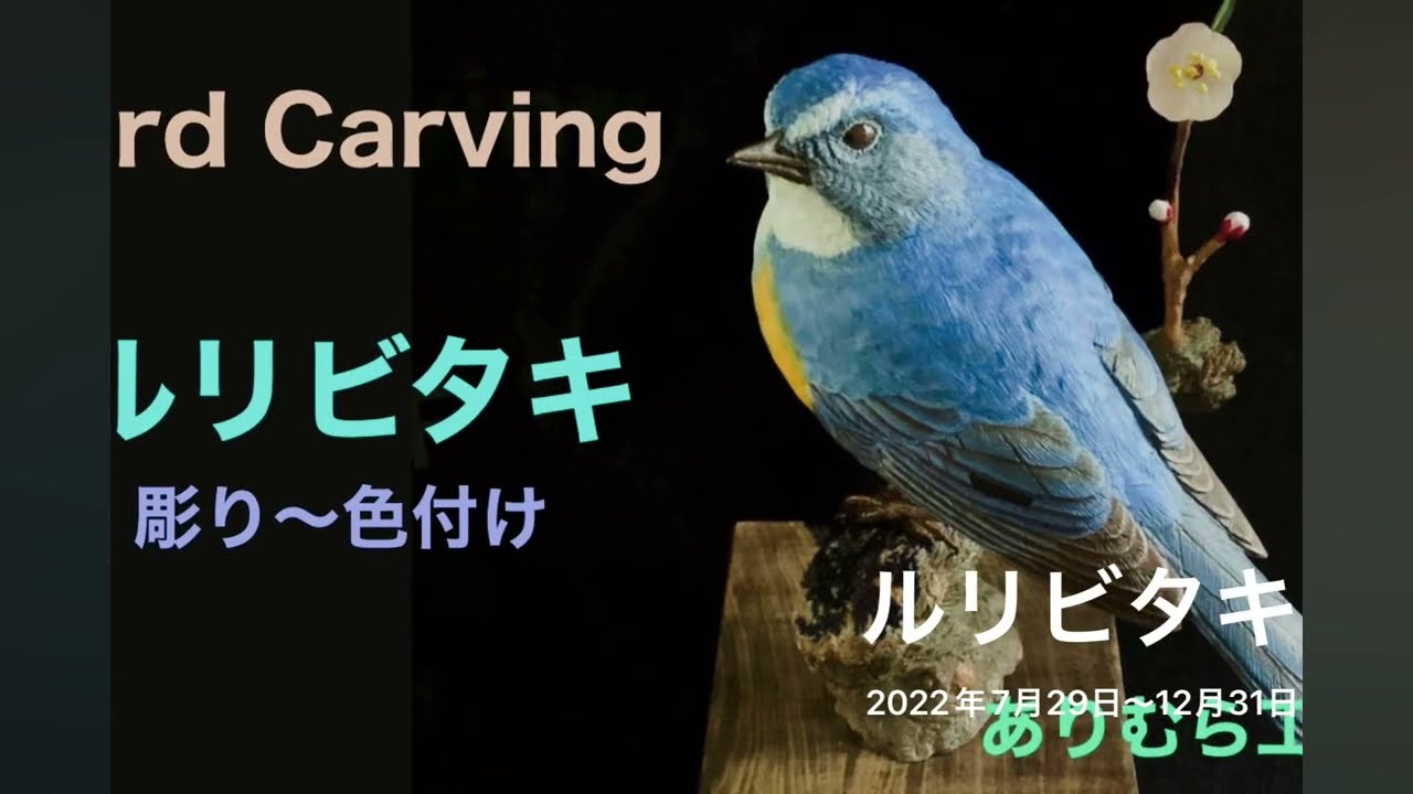 バードカービング（birdcarving）ルリビタキ 彫り〜色塗り ありむら