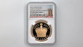 2015 英国 エリザベス2世 1952~2015 最長在位記念 5ポンド 金貨