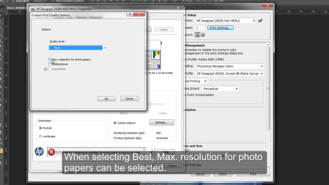 HP Z6200 - Printing through Photoshop - PC - YouTube