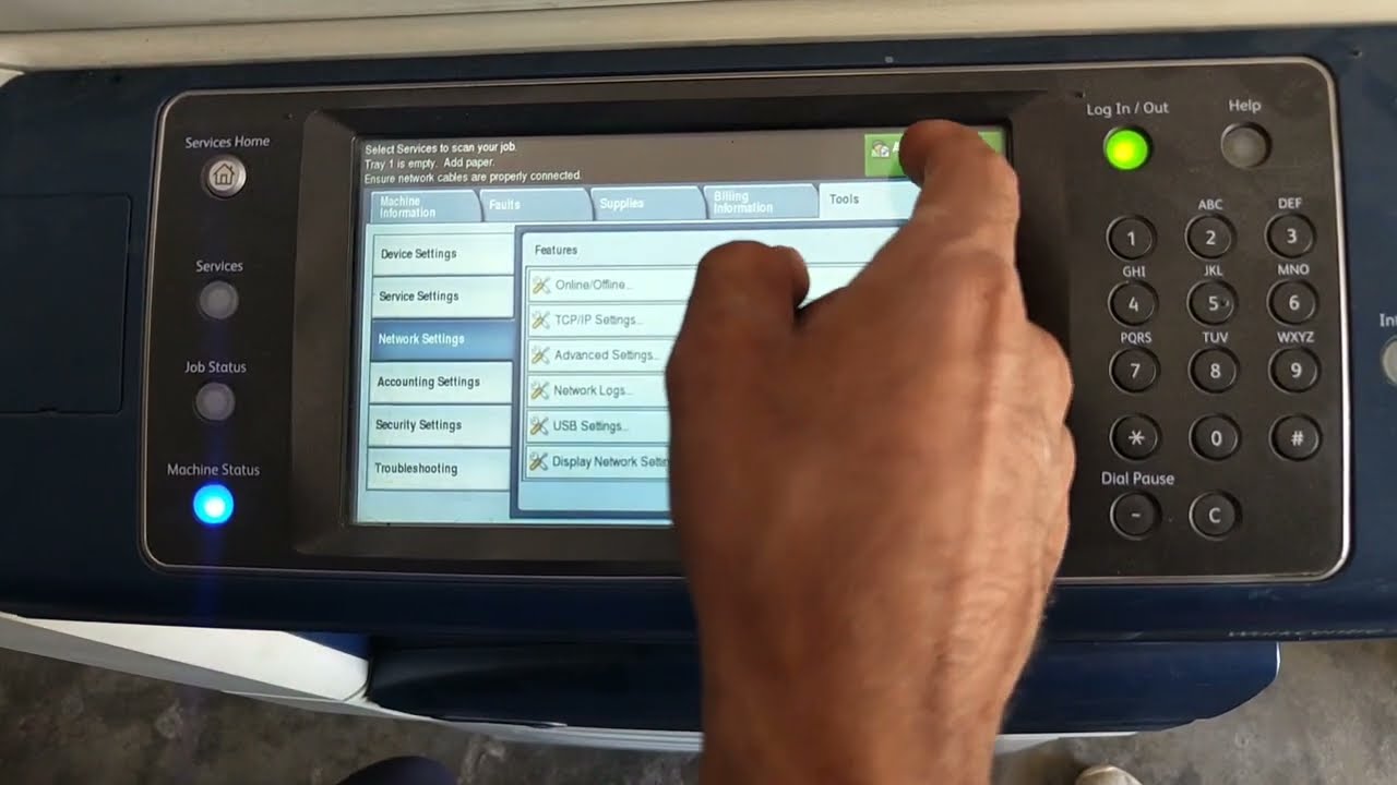 Xerox 7845 network settings | ip address settings - YouTube
