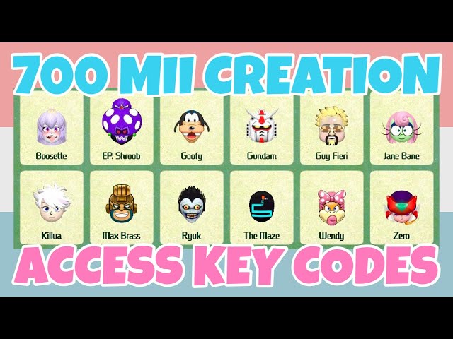 Best 700+ Mii Character Creation Access Key Codes In Miitopia