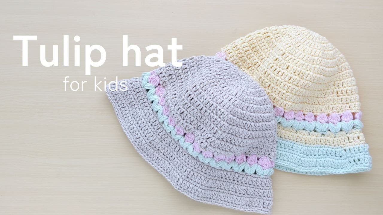 How to Crochet a Tulip Hat for Kids (Size 52cm) - YouTube
