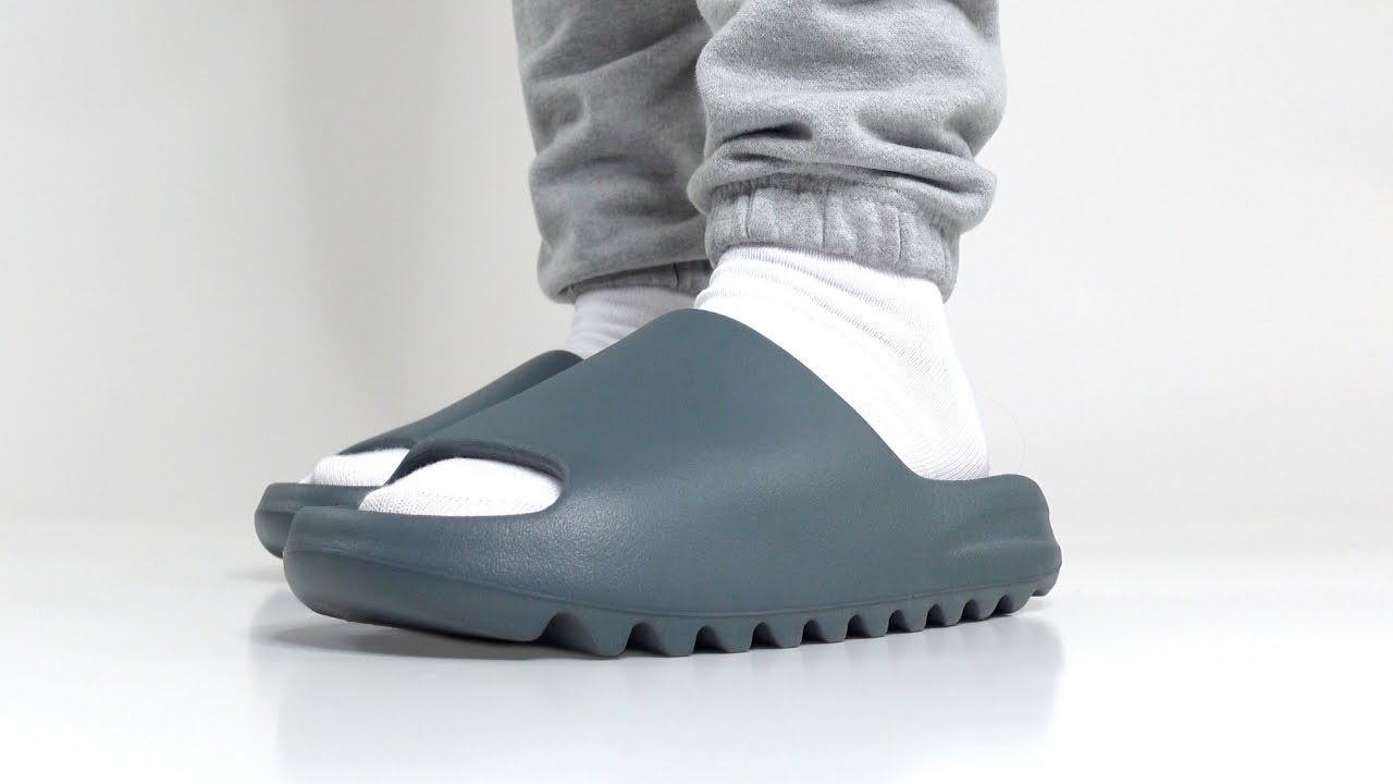 FIRST LOOK: Yeezy Slide 'Slate Marine' (SIZING Update) - YouTube