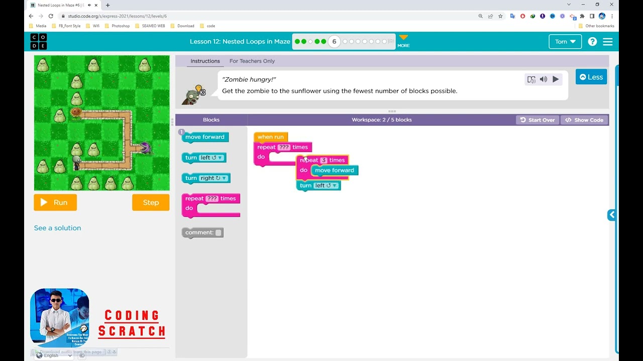 Code org Lesson 12 Nested Loops in Maze - YouTube