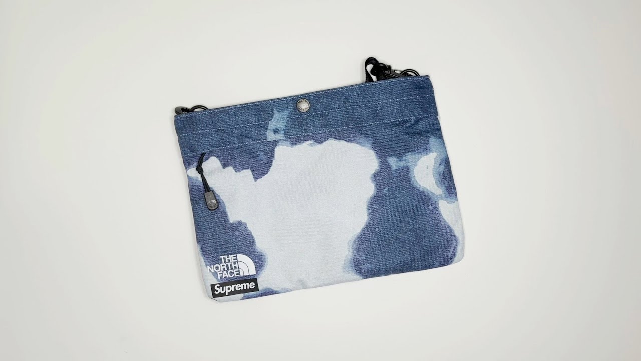 Supreme x The North Face Bleached Denim Print Shoulder Bag - YouTube
