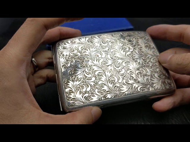 1900年頃 アンティーク 純銀製 湾曲型 シガレットケース カードケース