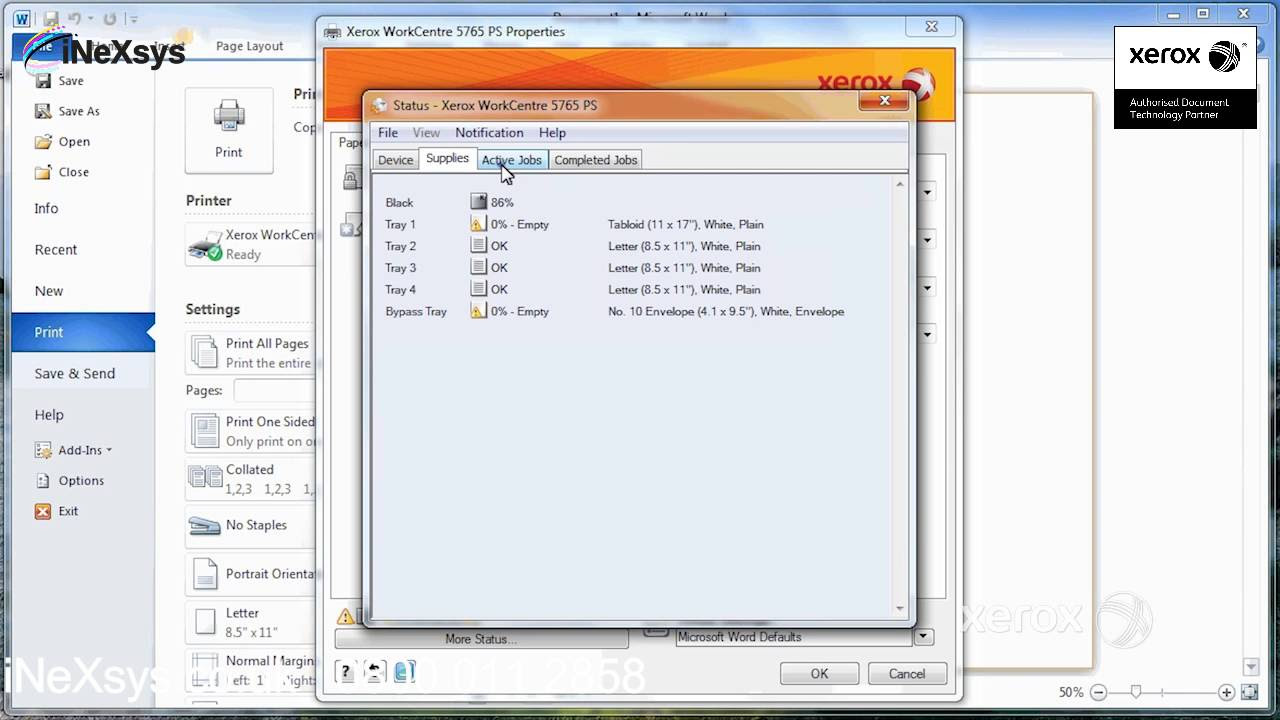 Windows 7 Print Driver Device Status - Xerox 78 Series C8030 C8035