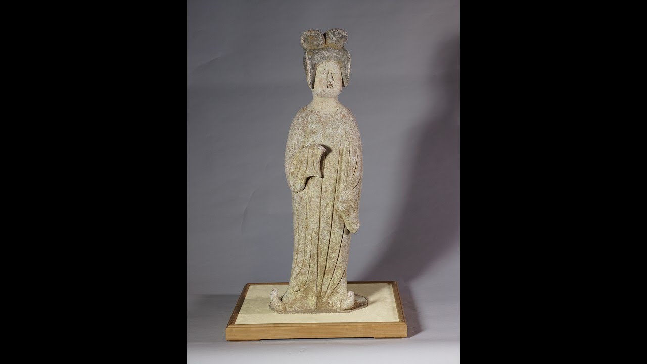 218唐灰陶加彩仕女俑- YouTube