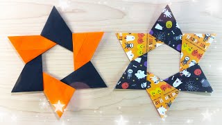 折り紙】簡単 ハロウィンのリース✨How to make paper wreath#花輪