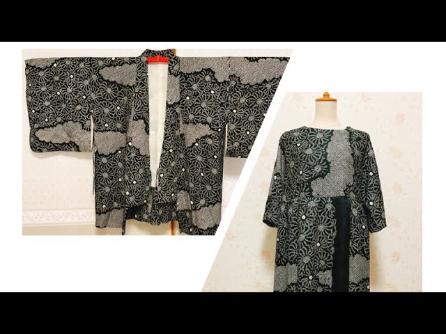 着物リメイク】羽織から作るティアードワンピースTiered dress made