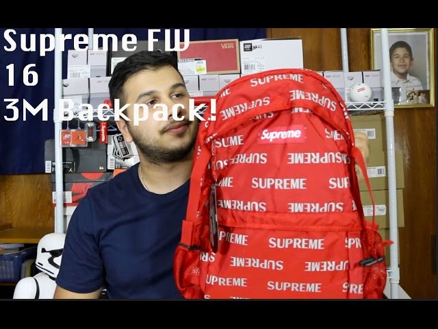 Supreme FW 16 Red 3M Reflective Repeat Backpack Unboxing + Review