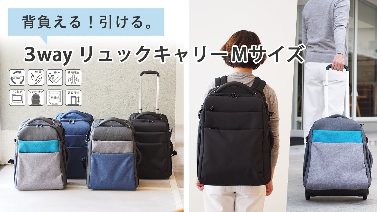 安心の3年保証付き] リュックキャリー Mサイズ 機内持ち込み 旅行 多