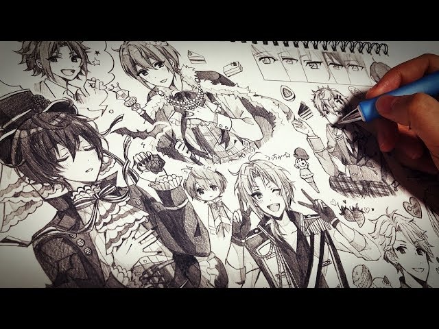 アナログ】男の子1ページいっぱいに描いてみた👑【あんスタ・Knights