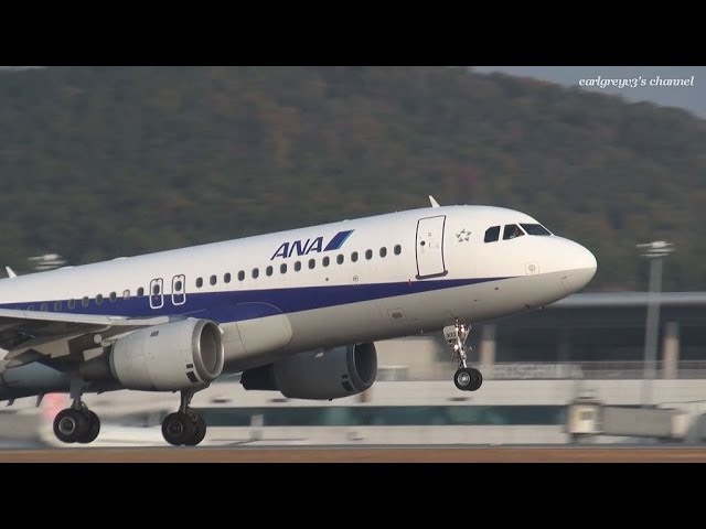 広島空港 All Nippon Airways (ANA) Airbus A320-200 JA8300 離陸