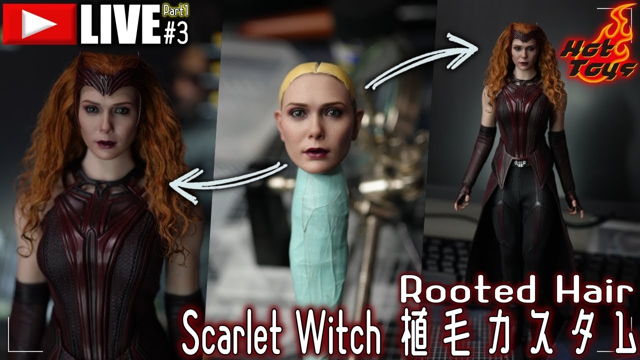 集中の為ほぼ無言。ホットトイズ スカーレット・ウィッチを植毛する