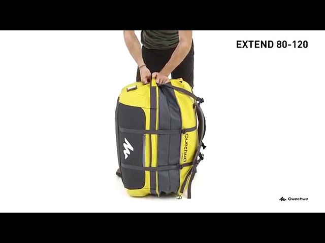 Duffle Bag Extend 80 to 120 Litre yellow decathlon backpack - YouTube