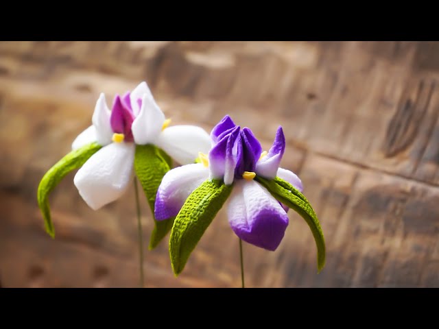 菖蒲の花の作り方 【つまみ細工】【簡単DIY】【ちりめん細工】diy
