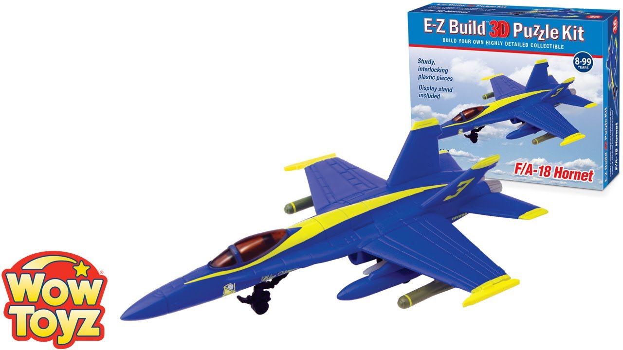 WowToyz F/A-18 Hornet Blue Angels E-Z Build 3D Puzzle Kit - YouTube