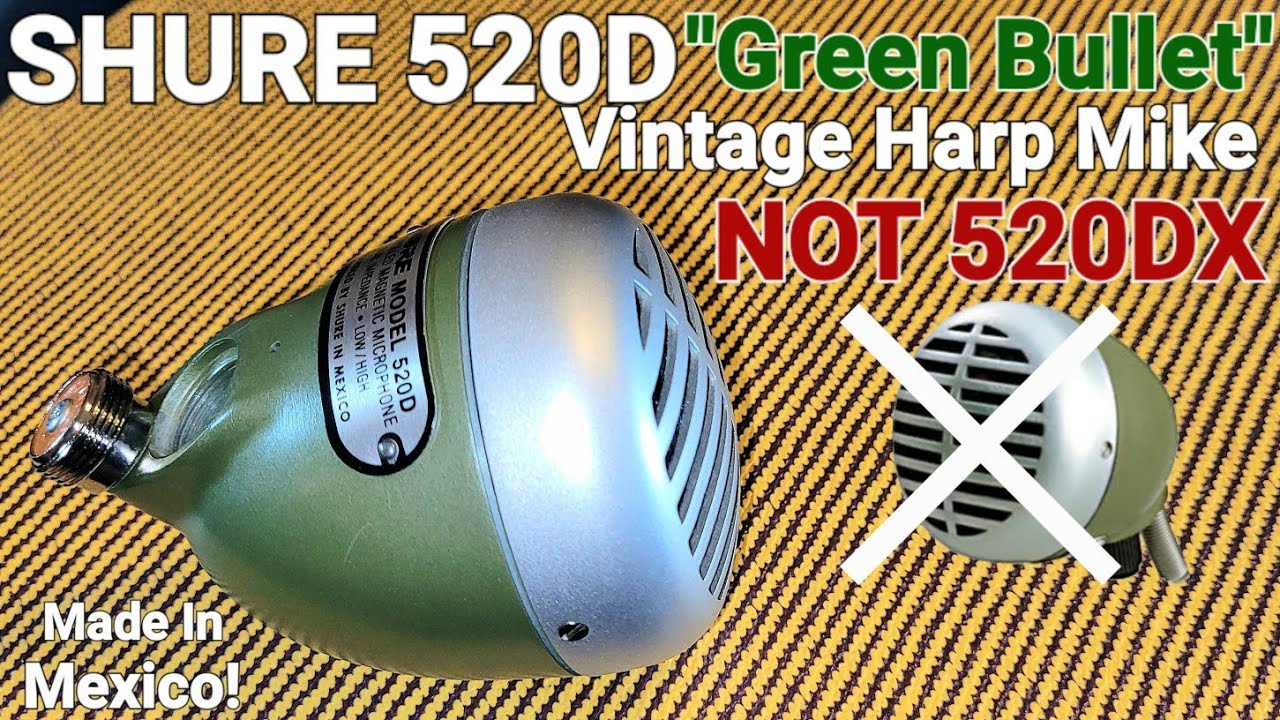 Vintage Shure 520D (Not 520DX) Green Bullet Harp Mike + Pignose