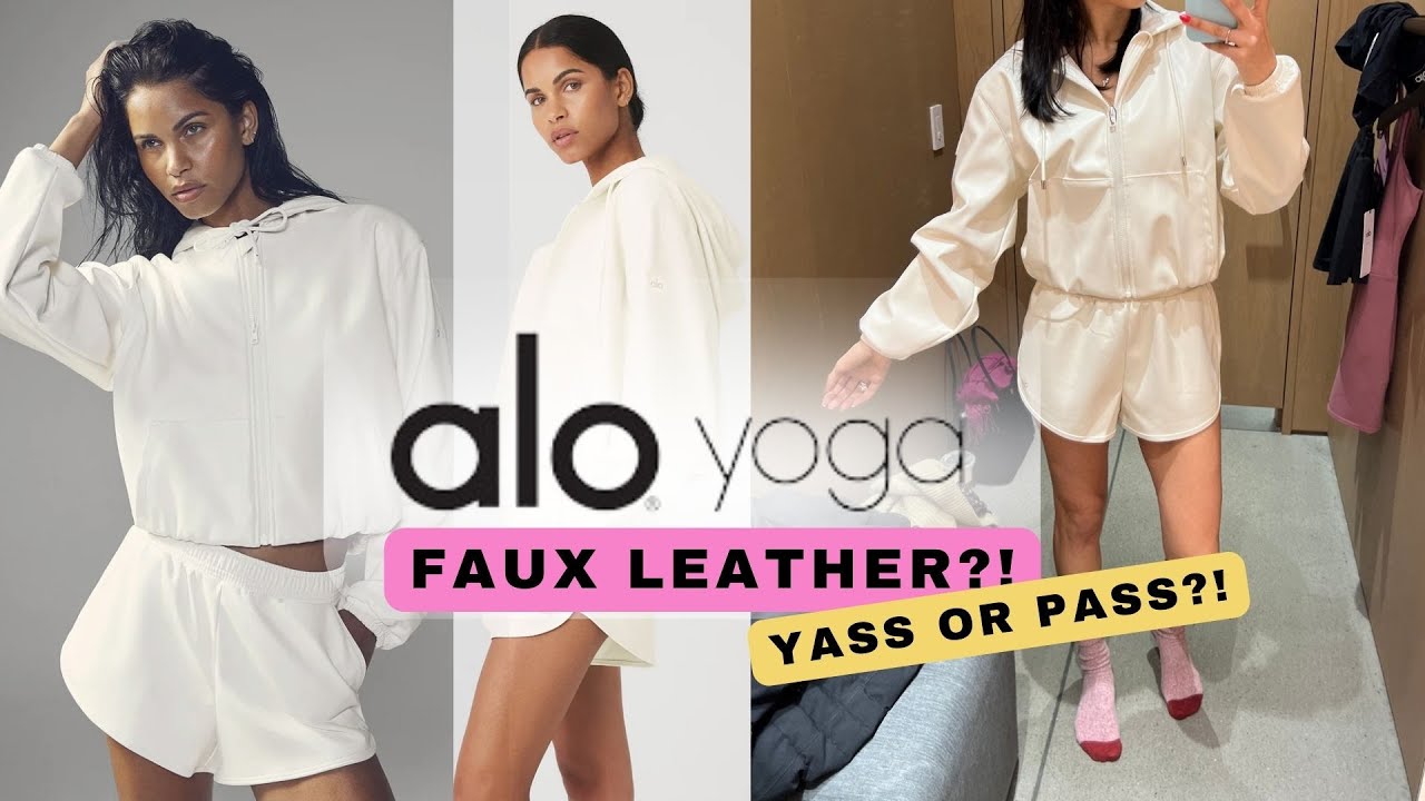alo yoga | FAUX LEATHER POWER HOUR FULL ZIP CROPPED JACKET & SHORT