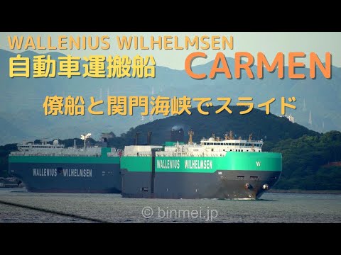 巨大自動車船の僚船同士が海峡で反航 CARMEN - Wallenius Wilhelmsen