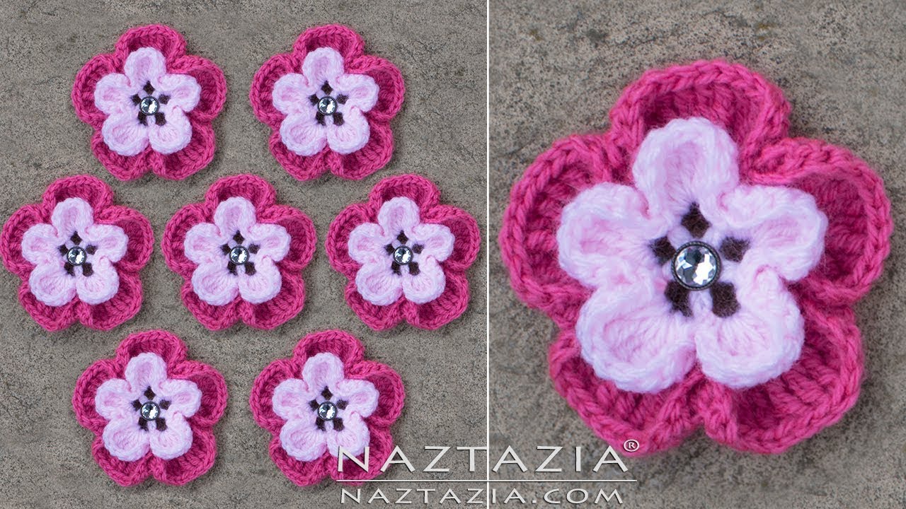 HOW to CROCHET a WILD FLOWER - Pink Flowers Flor Flores by