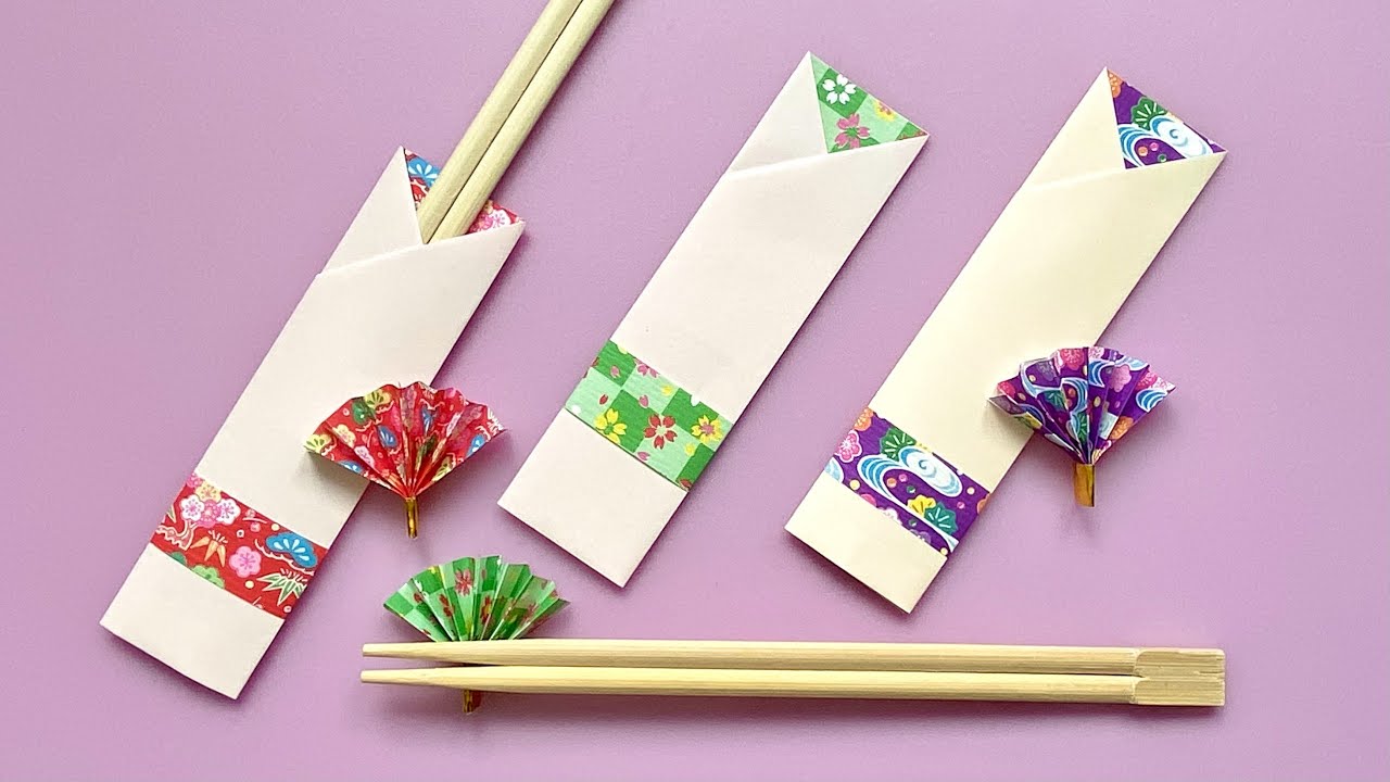 折り紙】箸袋と箸置き／【Origami】Chopstick bag and chopstick rest