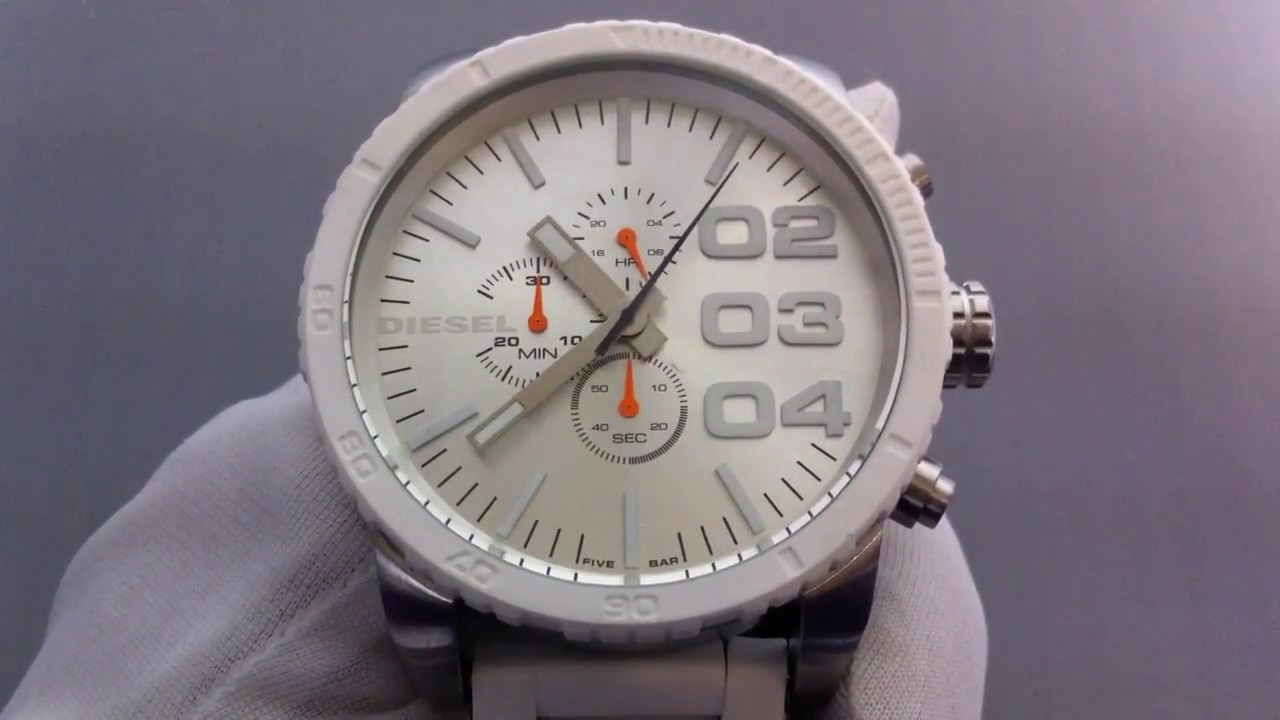 Men's White Diesel Oversized Chronograph Watch DZ4253 - YouTube