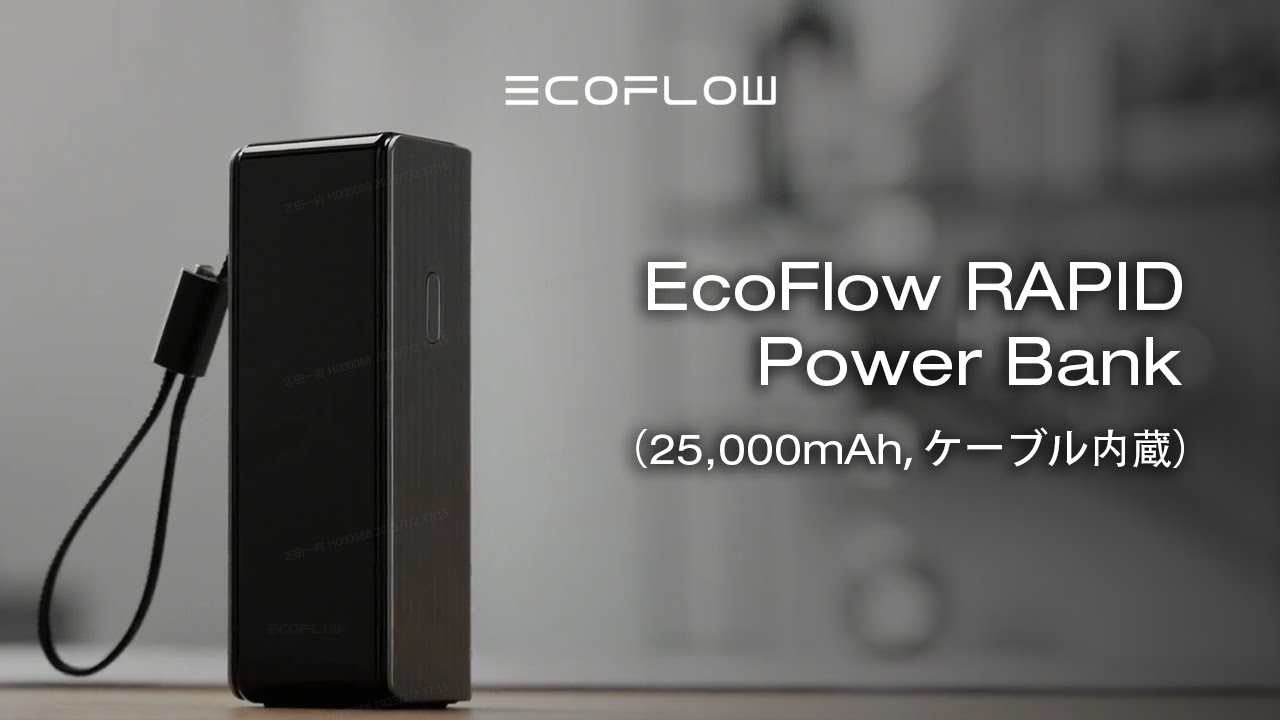 EcoFlow RAPID Power Bank（25,000mAh, ケーブル内蔵）| バッグから