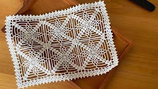 編み図DL】スクエアモチーフ繋ぎのドイリーの編み方 / crochet lace