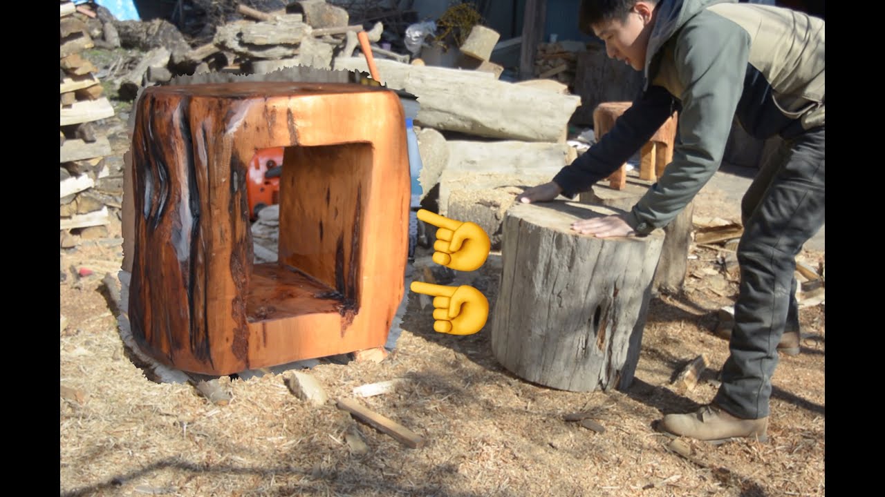 大きな桜の木を削り出しておしゃれなスツールを作ろう。DIY Wooden