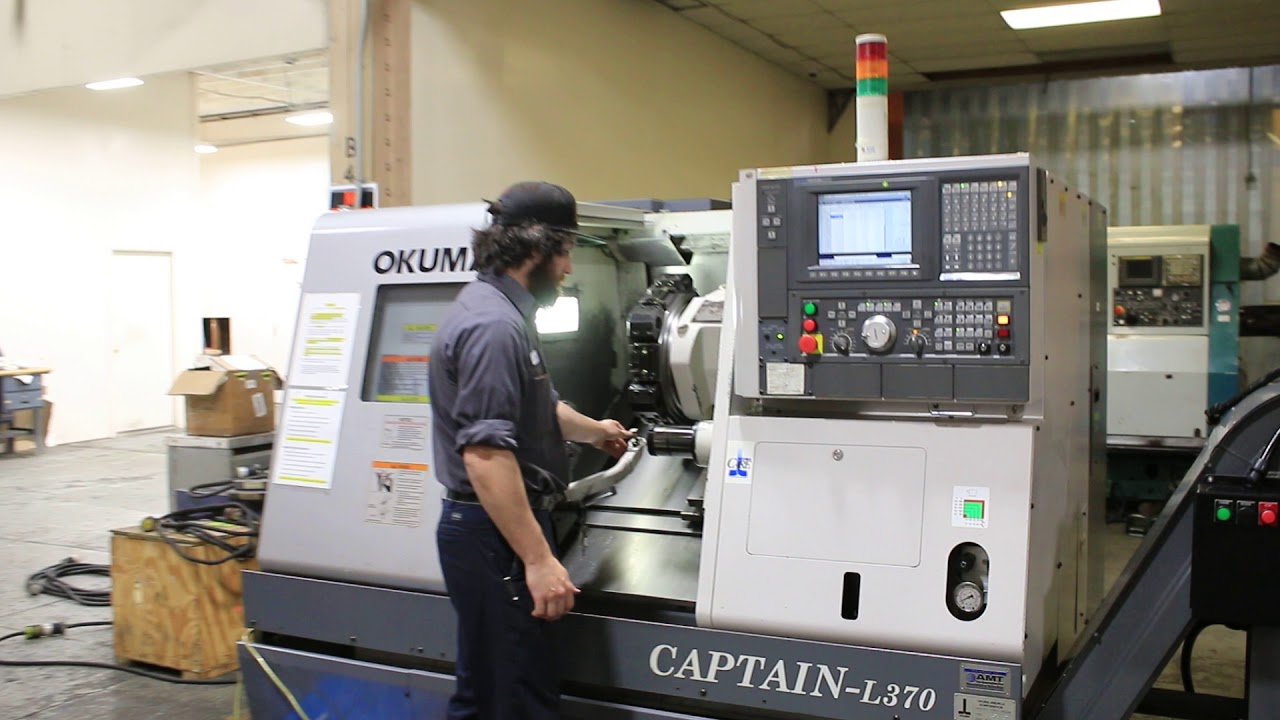 20.8'' Swing 20.47'' Centers Okuma Captain L370 CNC LATHE - YouTube