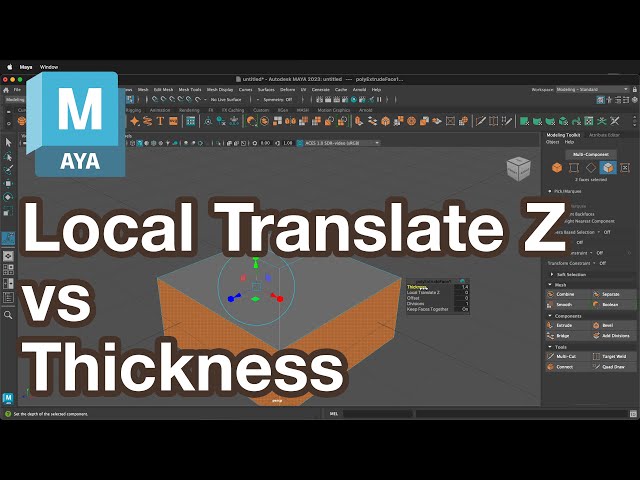 Extrude Local Translate Z vs Thickness - Maya Tutorial - YouTube