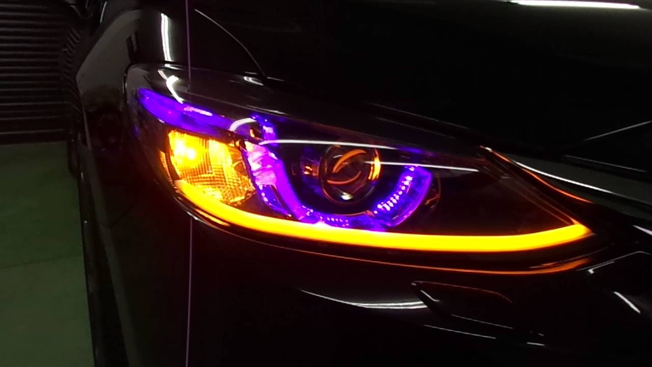 GJアテンザ後期 ヘッドライト加工 純正スモールLED打ち替え