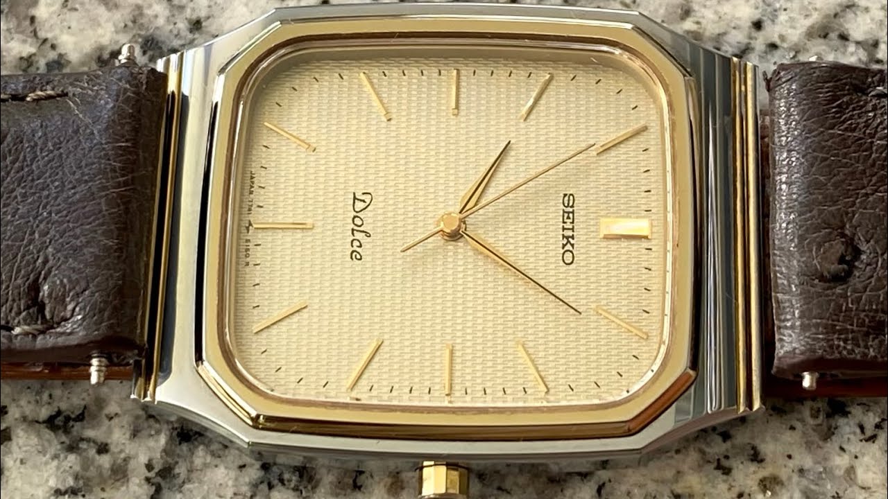 Vintage August 1998 Two-Tone Seiko Dolce 7741-5130 Waffle Dial