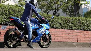 ジクサーSF250 WR'S SS-OVALフルエキゾースト装着車両に山口ミカちゃん