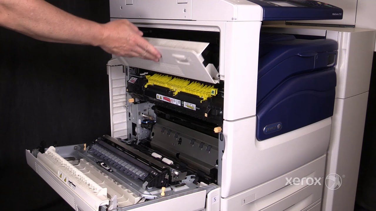 Xerox® WorkCentre® 7120/7220/7225 Clearing a Jam in area E - YouTube