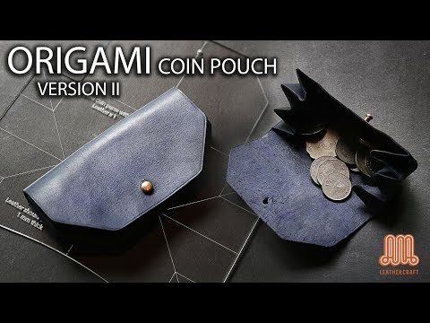 Making an origami leather coin pouch V.2 / Leather craft tutorial