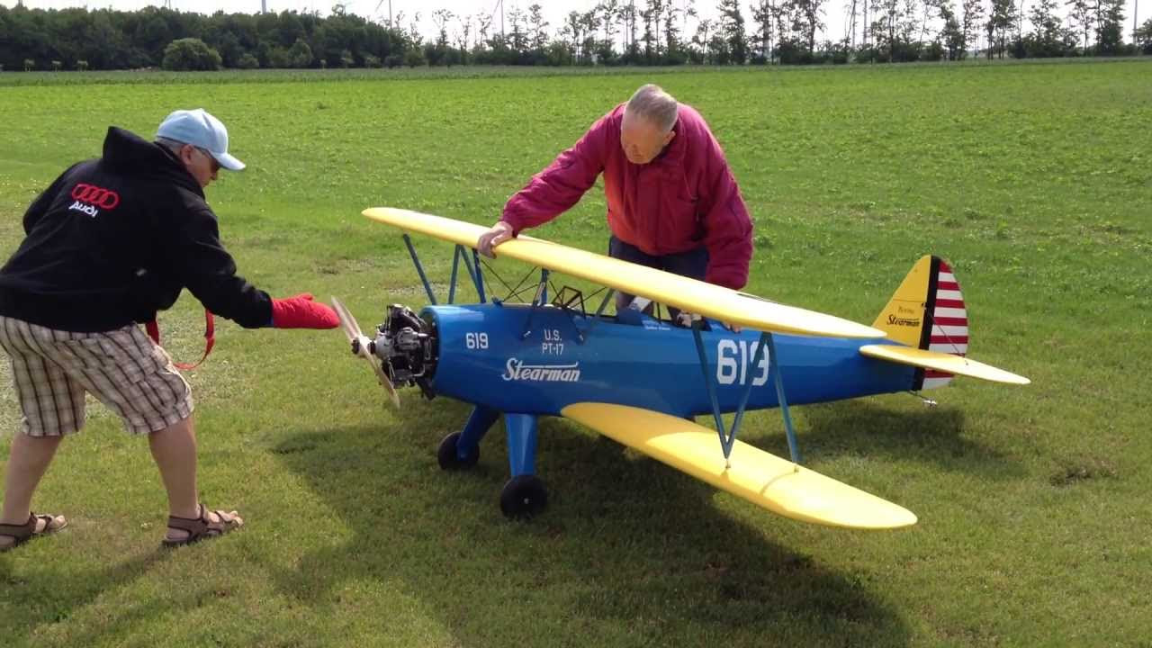 Kyosho PT-17 Stearman 40 with PH FS61 four stroke engine Flight