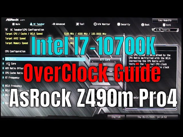 Intel I7-10700K OVERCLOCKING GUIDE with AsRock Z490M Pro 4 in 2020
