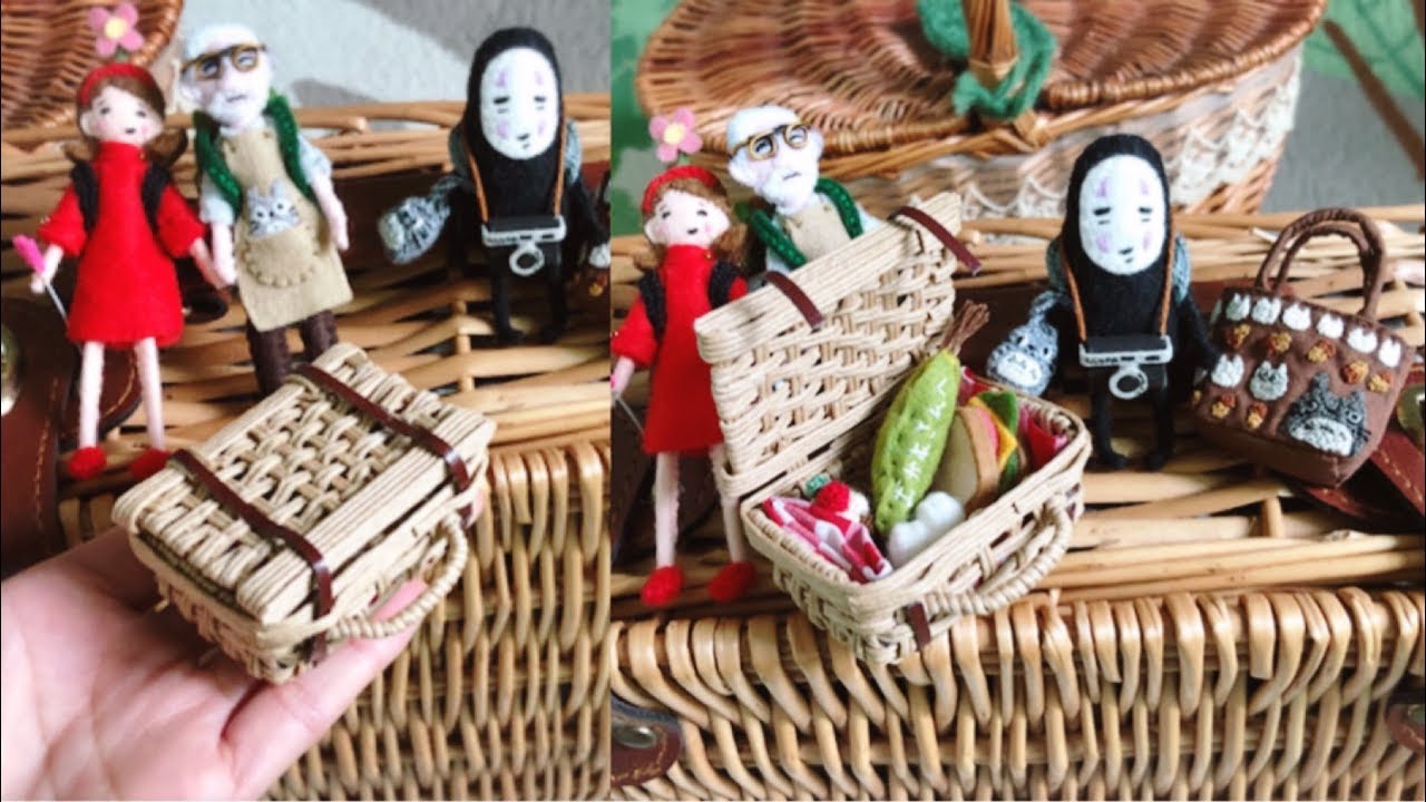 手作りミニチュアピクニックかごバッグ☆クラフトバンドで作りました