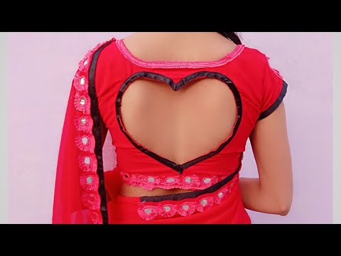 heart shape back neck and sleeves blouse design cutting and