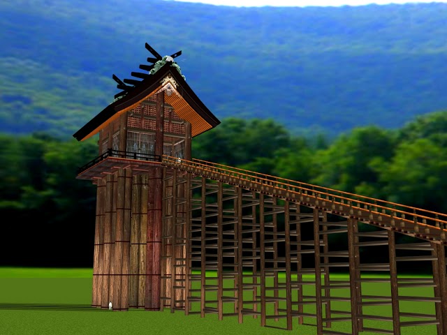 出雲大社 - 古代48m高さの再現 復元 CG - YouTube