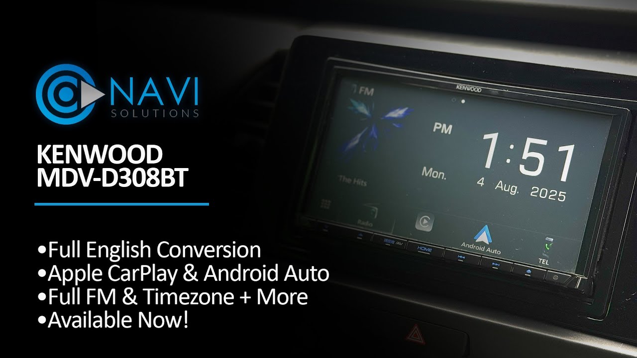 Kenwood MDV-D308BT, Apple CarPlay, Android Auto, Full FM, Japanese