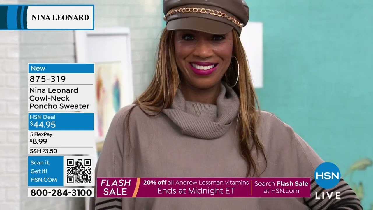 Nina Leonard CowlNeck Poncho Sweater - YouTube