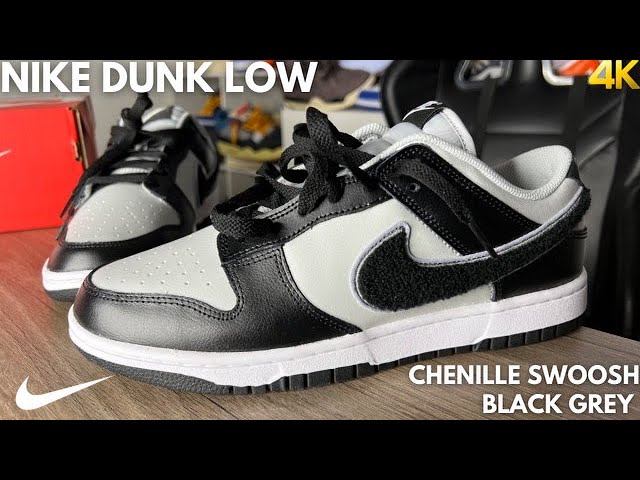 Nike dunk Low Chenille Swoosh Black Grey On Feet Review - YouTube