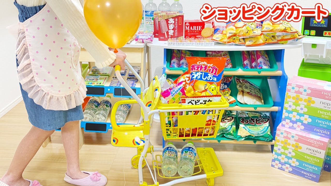 ショッピングカートでお買い物 スーパーマーケット お菓子 リカちゃん